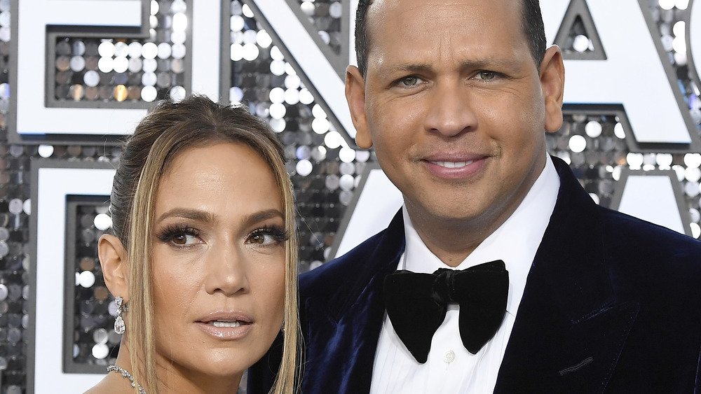 Jennifer Lopez and Alex Rodriguez pose