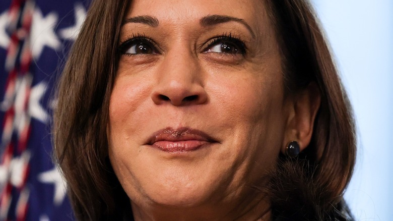 Kamala Harris smiling in meeting