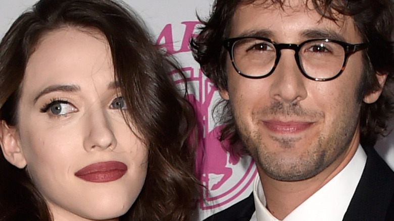 Kat Dennings and Josh Groban posing and smiling