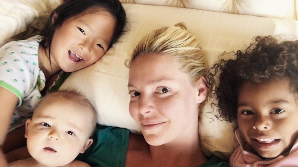 Katherine Heigl with son Joshua, daughter Naleigh and daughter Adalaide