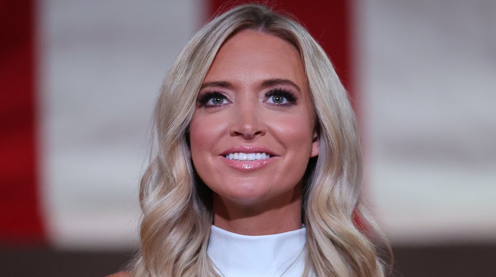 White House Press Secretary Kayleigh McEnany walks on stage to pre-record her address to the Republican National Convention