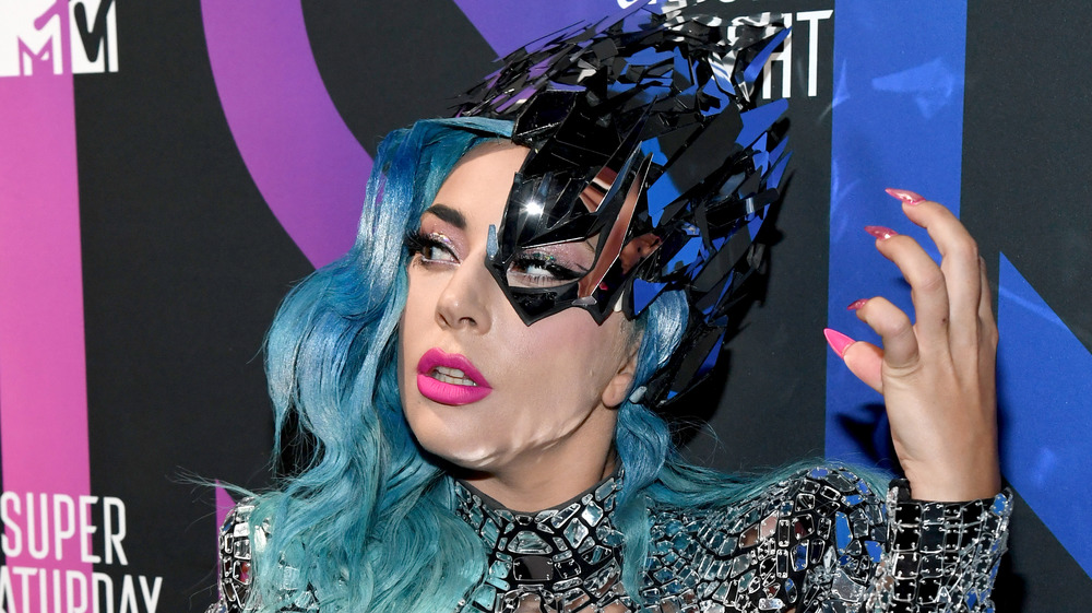 Lady Gaga with blue hair