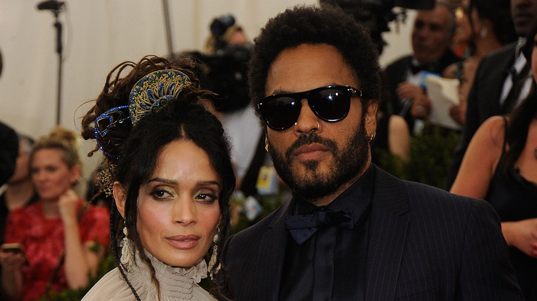 Lisa Bonet and Lenny Kravitz posing