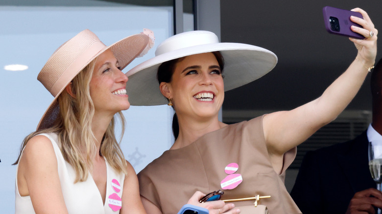 Misha Nonoo and Princess Eugenie posing for a selfie at Royal Ascot.