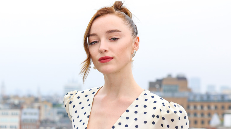 Phoebe Dynevor wearing polka dots