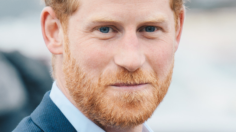 Prince Harry with serious expression