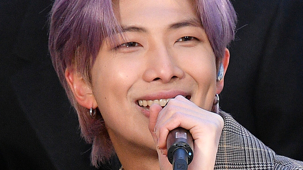 RM BTS with purple hair