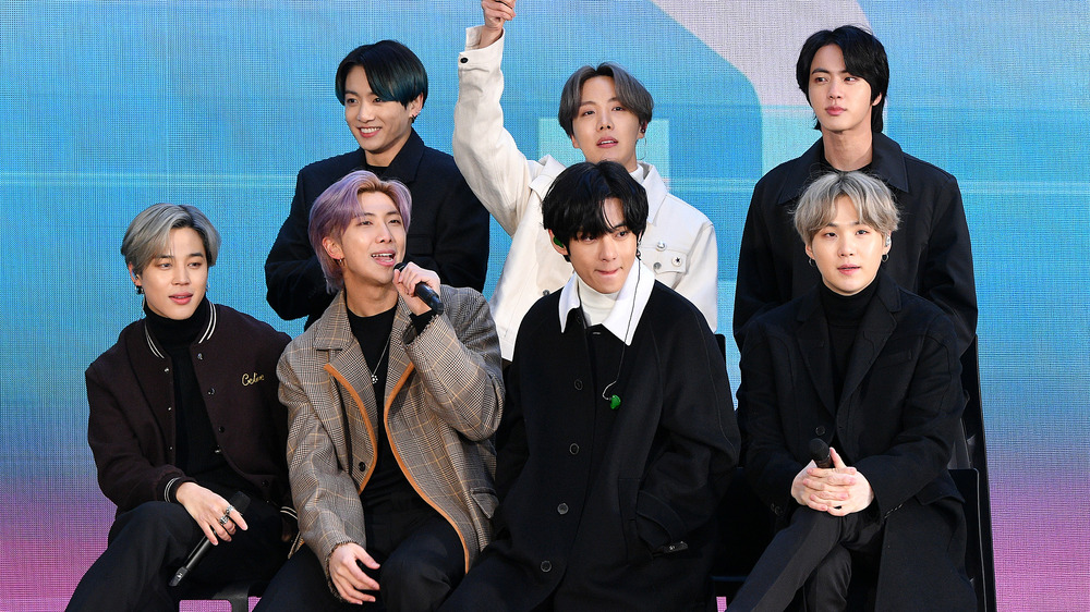 BTS band sitting for interview
