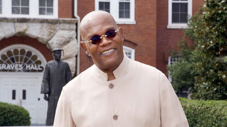 Samuel L. Jackson presents the Outstanding Motion Picture Award during the 52nd NAACP Image Awards on March 27, 2021