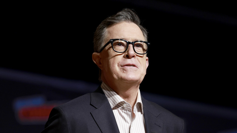 Stephen Colbert with dark background