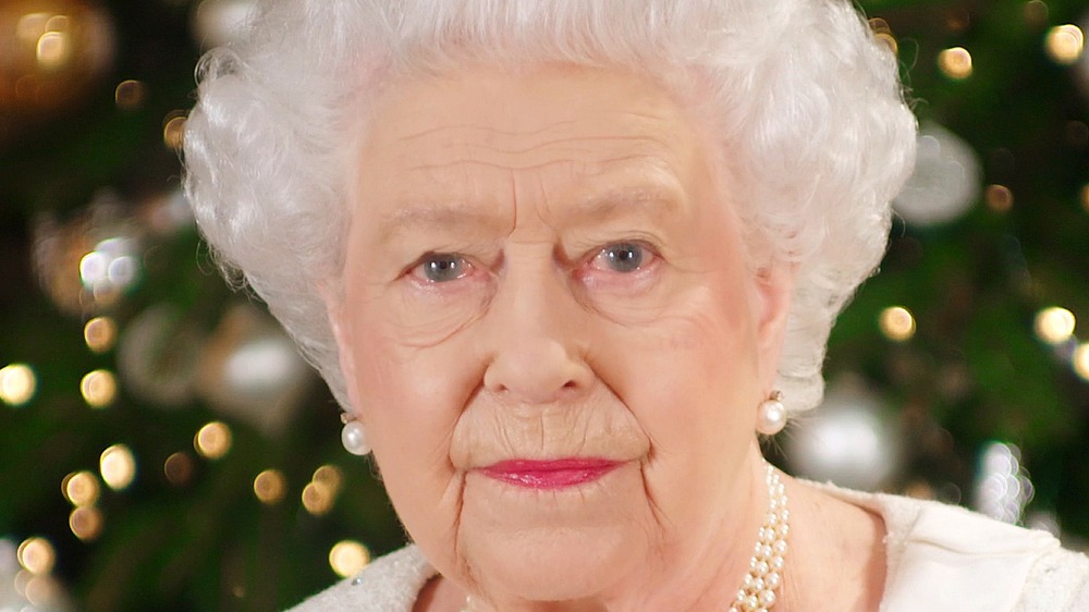 Queen Elizabeth II staring