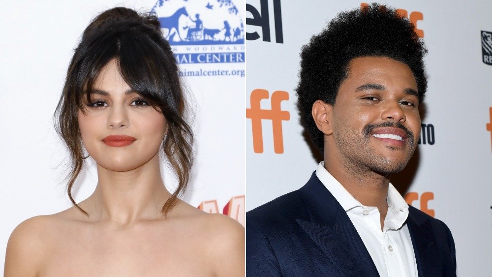 Split image of Selena Gomez and The Weeknd