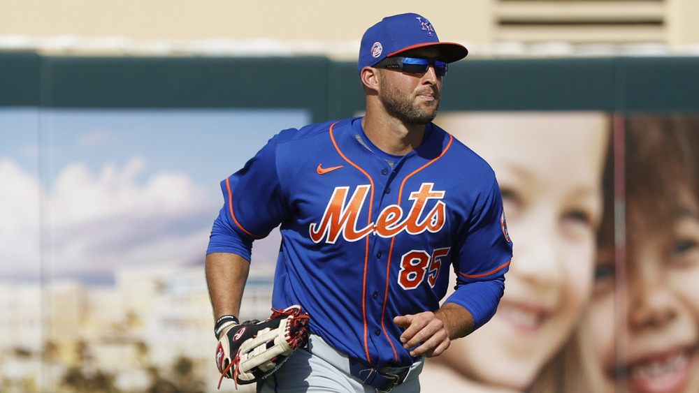 TimTebow playing defense in left field