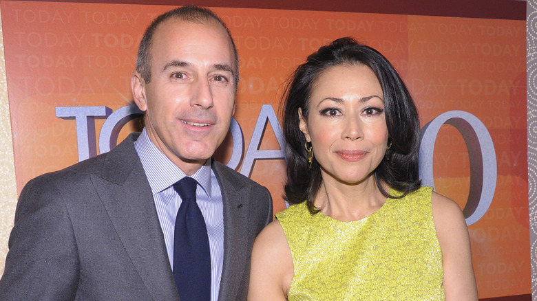 Matt Lauer and Ann Curry posing together