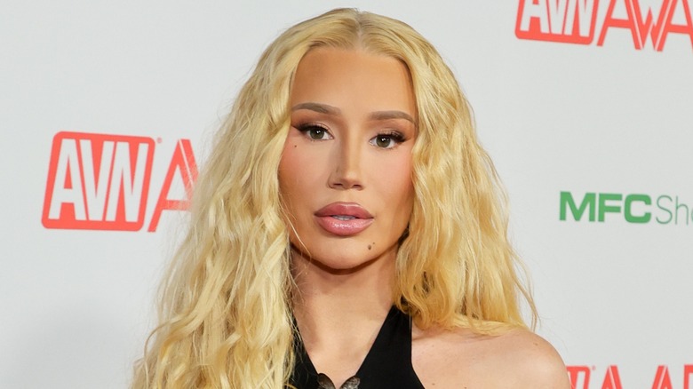 Sporting wavy hair and flawless makeup, Iggy Azalea looks into the camera.