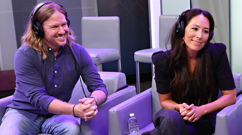 Chip and Joanna Gaines doing a radio interview together.