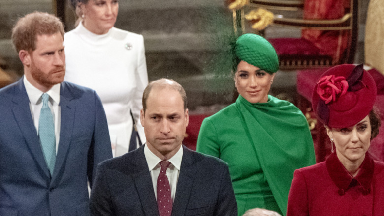 Prince Harry, Prince William, Meghan Markle, and Kate Middleton looking tense