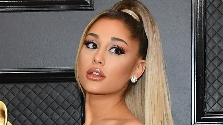 Ariana Grande poses at the Grammys