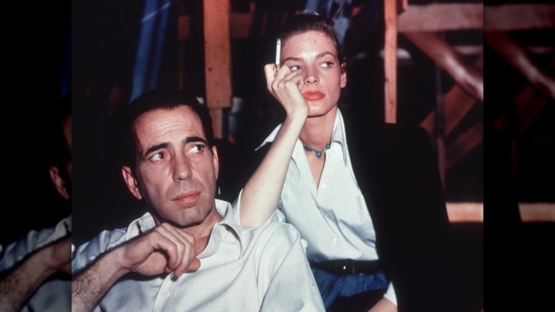 Lauren Bacall and Humphrey Bogart on the set of Key Largo