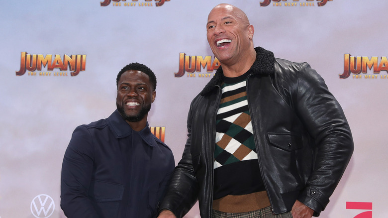 Kevin Hart and Dwayne Johnson at premiere