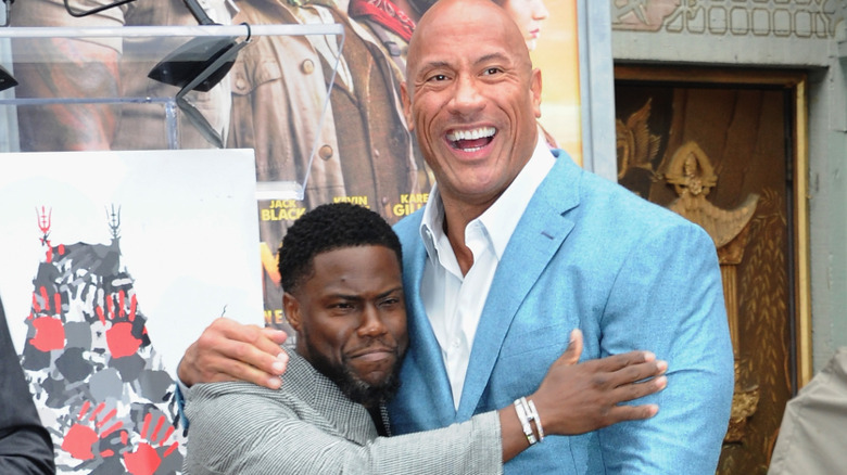 The Rock Kevin Hart hugging