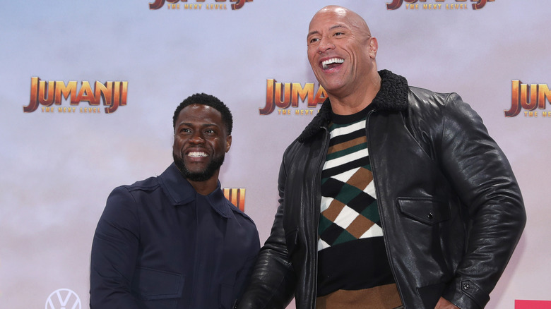 Kevin Hart and Dwayne Johnson at premiere