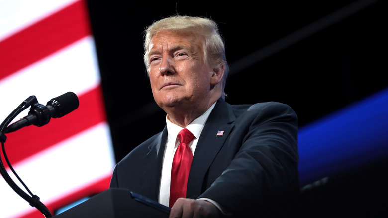 Donald J. Trump speaks to a large crowd at "An Address to Young America"