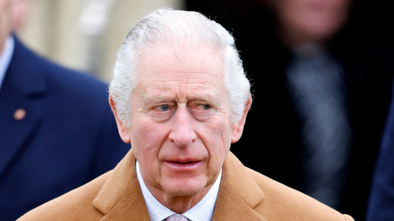 Prince Charles camel coat giving side eye