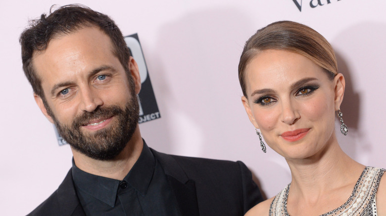 Natalie Portman and Benjamin Millepied pose together