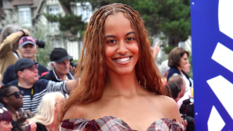 Malia Obama smiling on the red carpet at Deauville American Film Festival