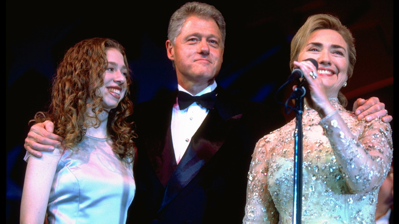 Chelsea, Bill, and Hillary Clinton at the 2nd term inaugural Kansas Ball