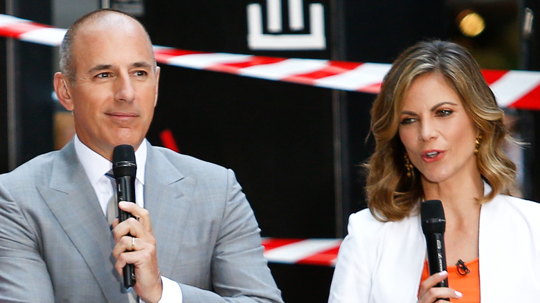 Natalie Morales and Matt Lauer speaking