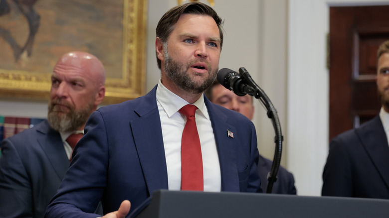 JD Vance speaking at an executive order signing.