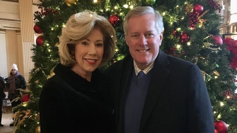 Debbie and Mark Meadows pose with christmas tree