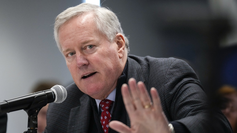 Mark Meadows speaking into a mic