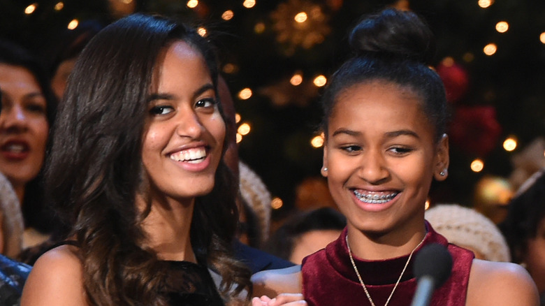 Malia and Sasha Obama smiling