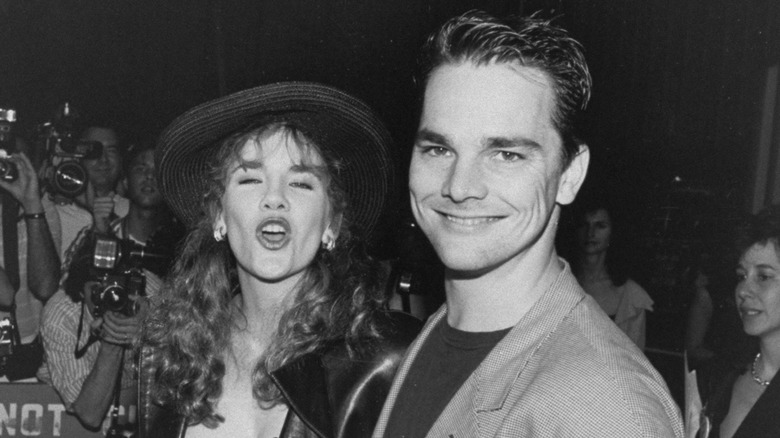 Melissa Gilbert and Bo Brinkman smiling  at a red carpet event