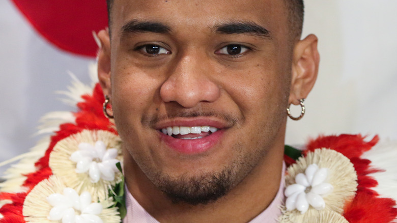 Tua Tagovailoa attending a press conference