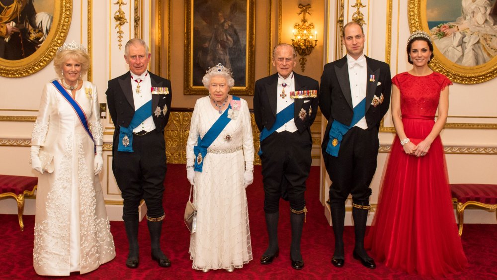 Camilla Duchess of Cornwall, Prince Charles, Queen Elizabeth, Prince Philip, Prince William, Kate Middleton