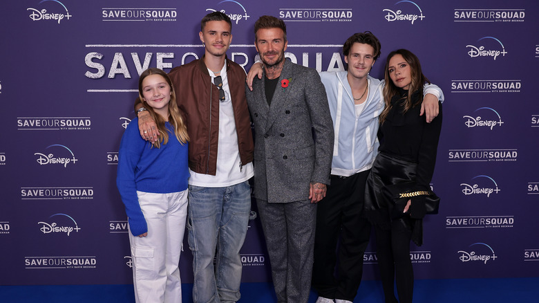 Romeo Beckham poses with family 