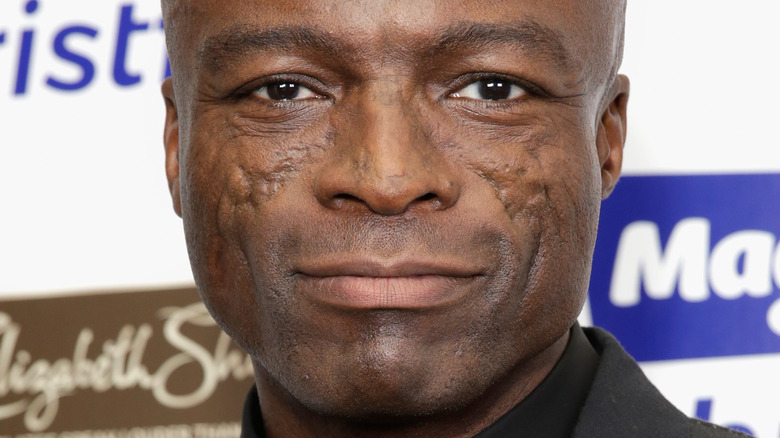 Seal poses in a black suit