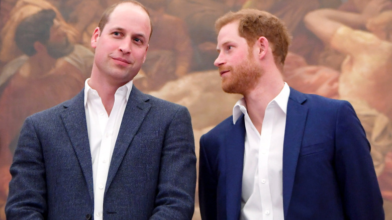 Prince Harry staring at Prince William