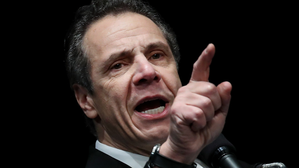 Andrew Cuomo speaking at a union rally