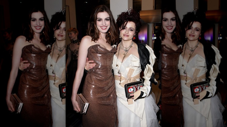 Anne Hathaway, Helena Bonham Carter posing