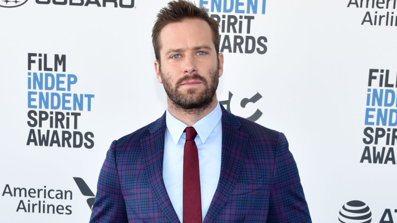 Armie Hammer looks serious at the 2019 Film Independent Spirit Awards