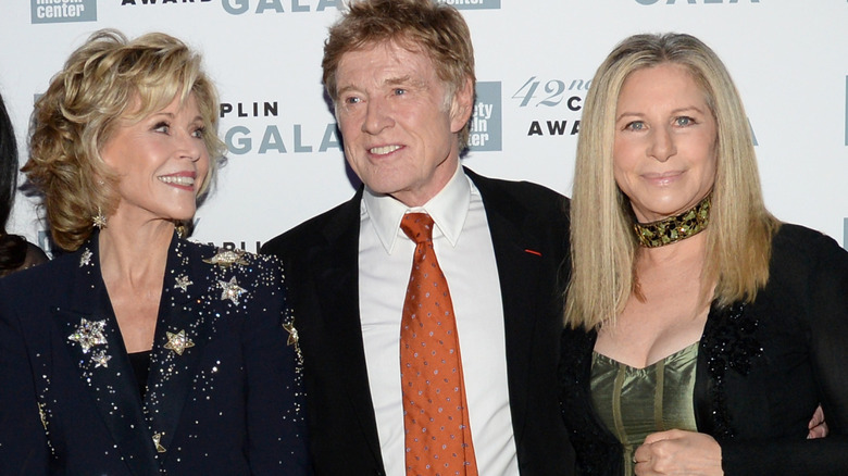 Jane Fonda, Robert Redford and Barbra Streisand, all smiling