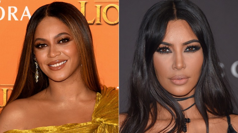 Split image of Beyonce Kim Kardashian