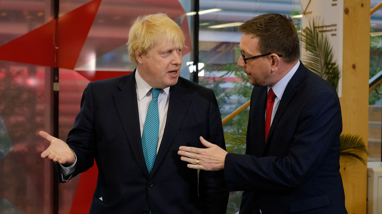 Boris Johnson and Andrew Gwynne during a TV debate