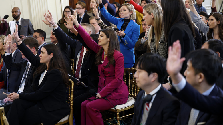 Kaitlan Collins at a press conference at the White House