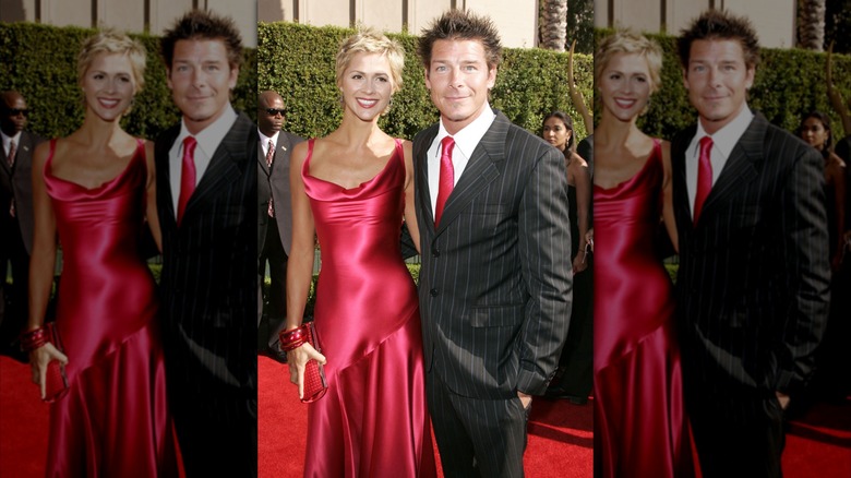 Andrea Bock and Ty Pennington posing for photos during the 57th Annual Primetime Creative Arts EMMY Awards